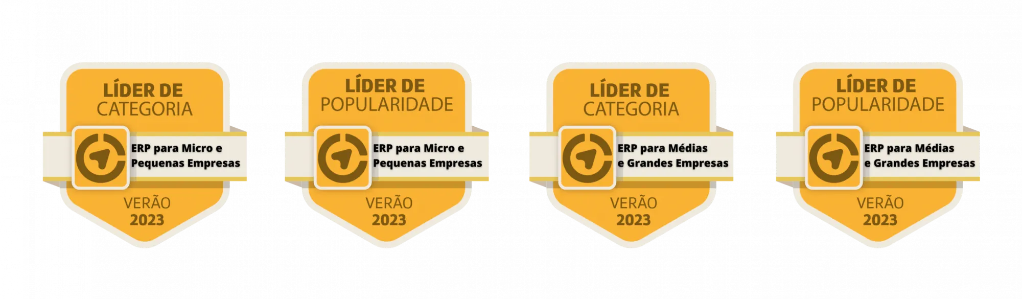 Selos do segmento de ERP: L�der da Categoria e L�der de Popularidade