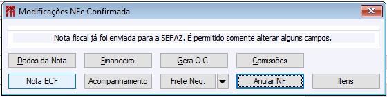 Modificações NFe Confirmada
