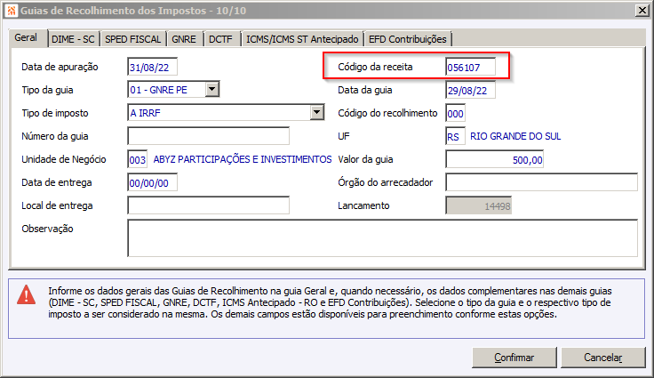 Arquivo:ErroCampo07GerarLancDCTF3.png