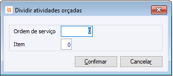 Dividir atividades orçadas