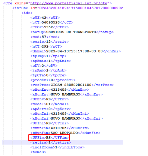 XML do CTe