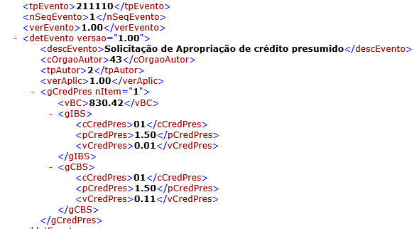 Eventos Apuração IBS e CBS 70