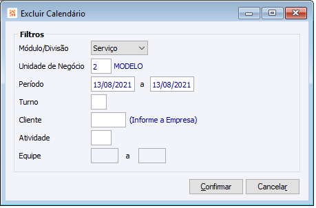 Excluir Calendário