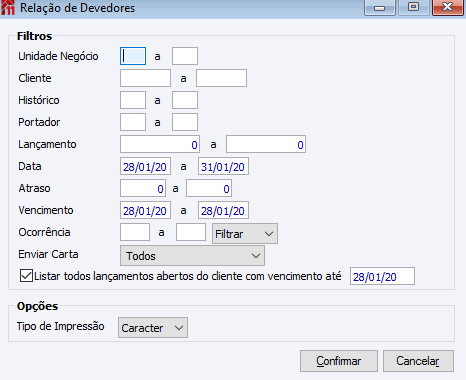 Relação de Devedores
