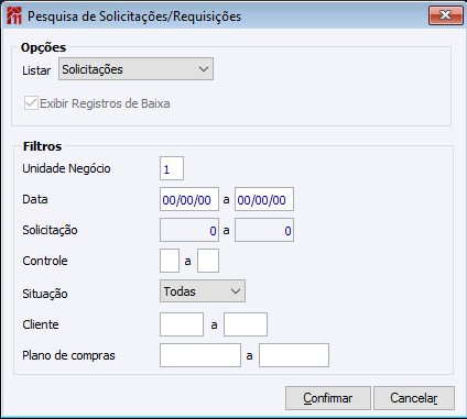Pesquisa de Solicitações