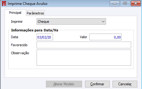 Cheque Avulso