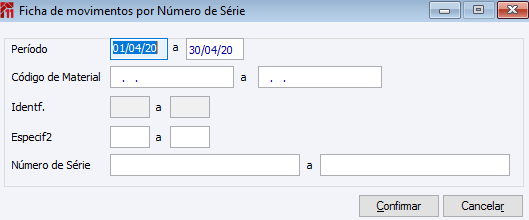 Fichas de Movimentos por Número de Série