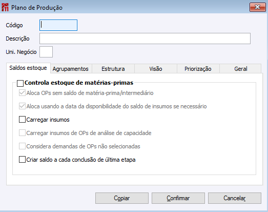 Plano de Produção