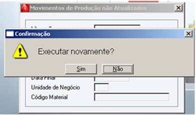 Movimentos de Produção não atualizados