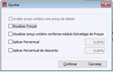 Pedido Botão Ajustar Preço