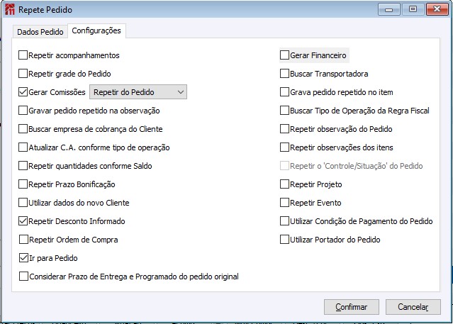 Pedido Botão Repetir
