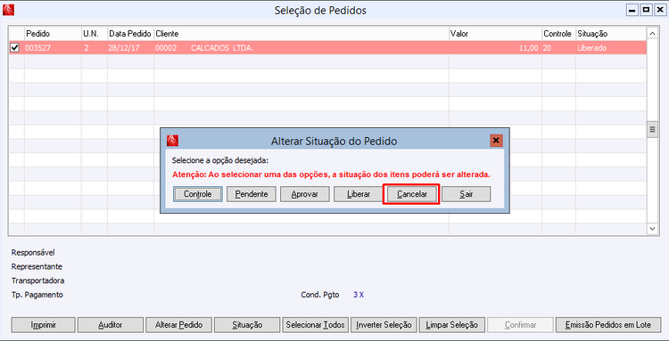 Altera Situação