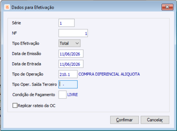 Efetivar NF