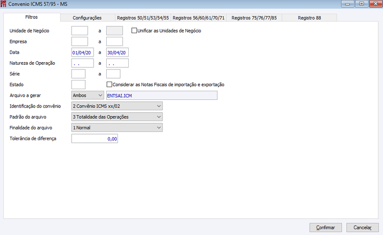 Convenio ICMS 57/95- MS