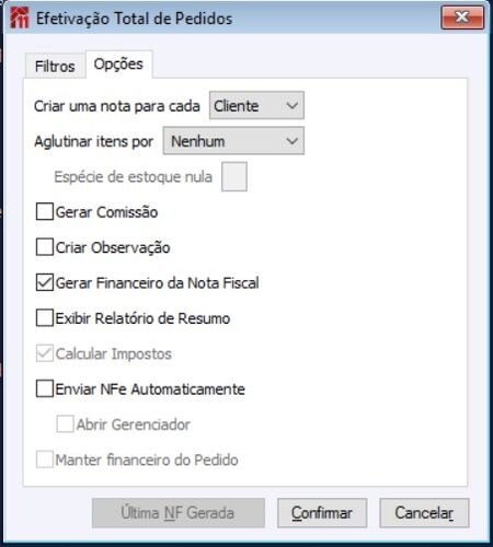 Efetivação Total Pedidos