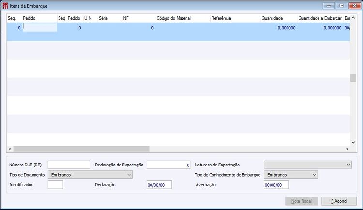 Itens do Embarque Simplificado