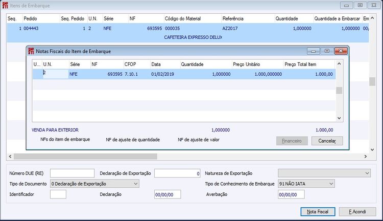 Nota Embarque Simplificado