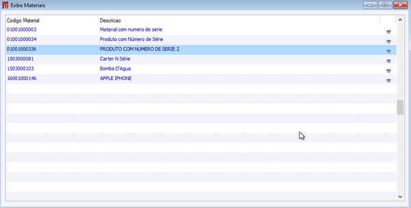 Exibe Materiais