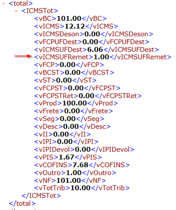 Bloco DIFAL Totalizador XML