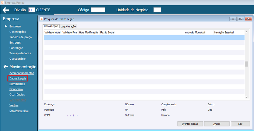 GE Movimentos Dados Legais