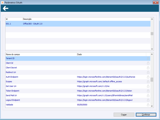Parametros OAuth