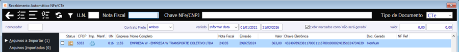 Status CTe OS