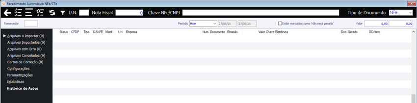 Gerenciador XML CTe - Exibir Filtros NFe