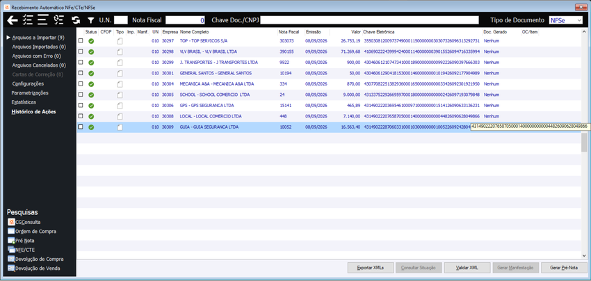 Gerenciador XML NFSe