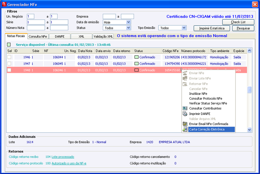 Gerenciador XML NFe