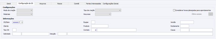 Configurações da OS