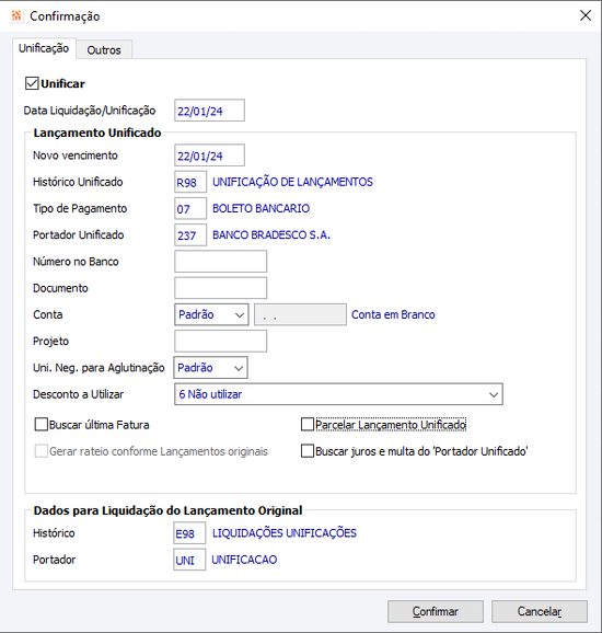 Unificar Contas a Receber