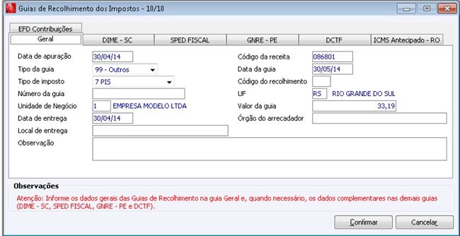Guias de Recolhimento dos Impostos - 10 10