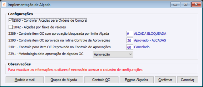 Implementação de Alçadas