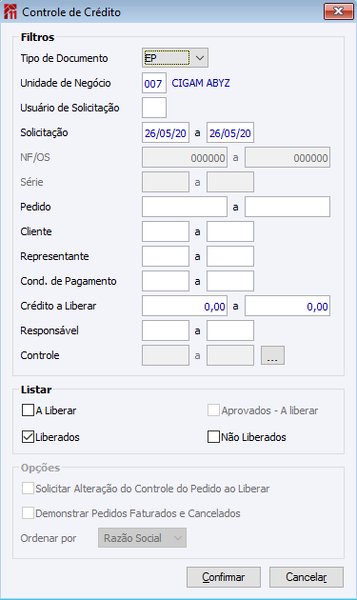 Arquivo:Liberação de Crédito na Efetivação de Pedidos 11.png