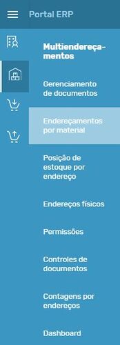 Menu ME Endereçamentos por Material