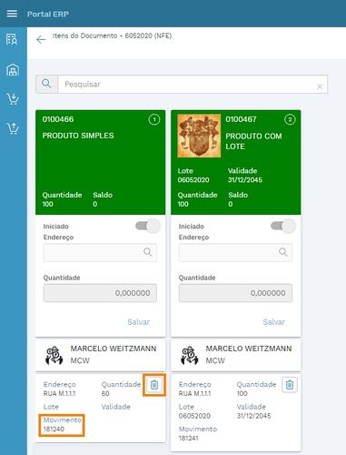 Menu ME Gerenciamento de Documentos Excluir Cards