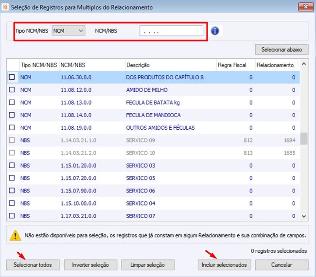 NCM Selecionar
