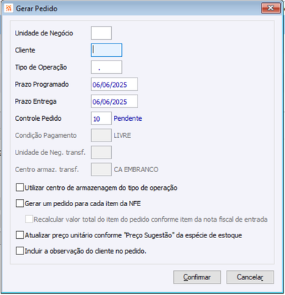 Gerar Pedido