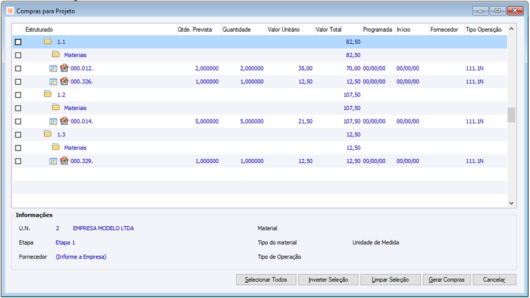 Compras para Projeto