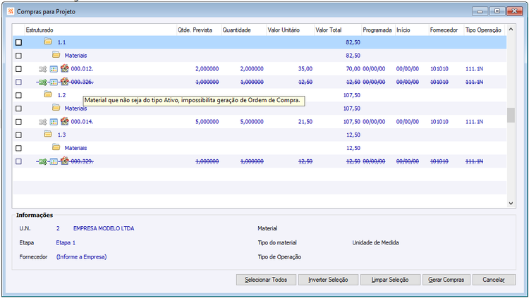 Compras para Projeto