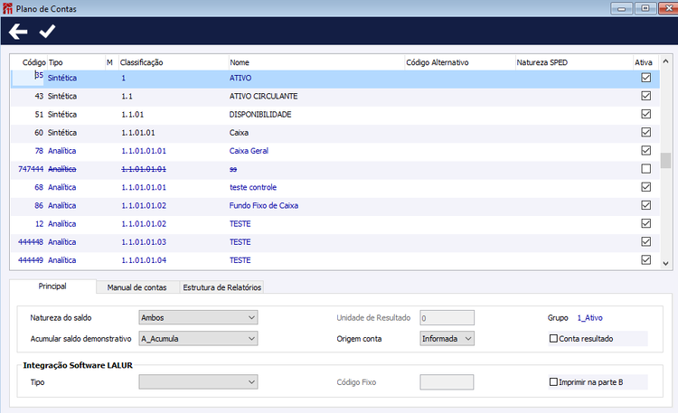 Plano de Contas