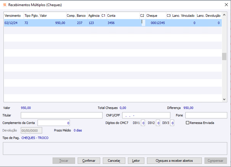 Recebimento Multiplos
