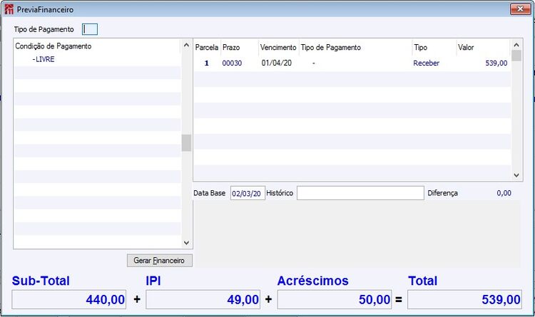 Pedido ASP Botão Entrega