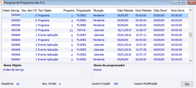 Pesquisas de Programas das O.S.