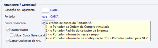 Parametrização Portador