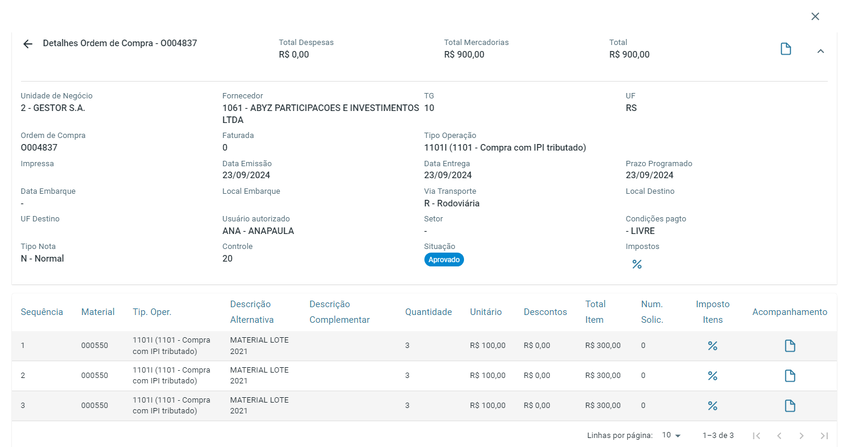 BI Ordem de Compra