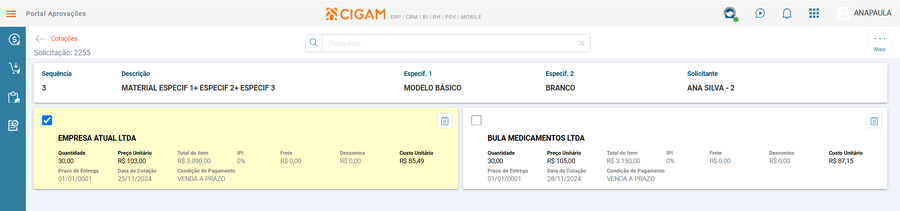 Solicitação Cotação