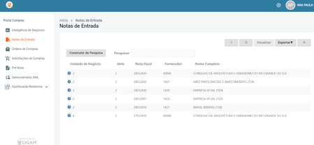 Notas de Entrada
