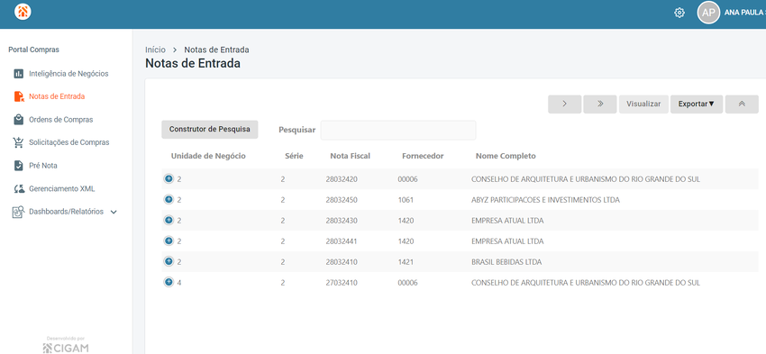 Notas de Entrada