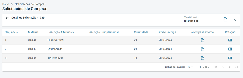Solicitação Visualizar